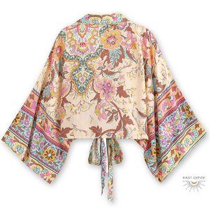 Birds of Paradise Kimono Wrap Crop Top